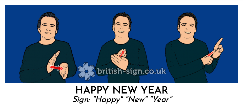 Happy New Year: Sign: "Happy" "New" "Year"